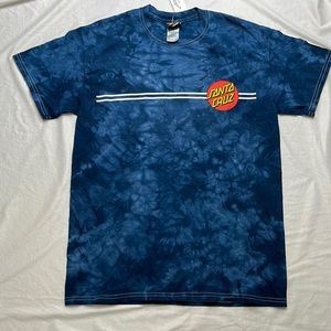 Mens medium the original Santa Cruz Skateboards blue and white tie-dye T-Shirt.